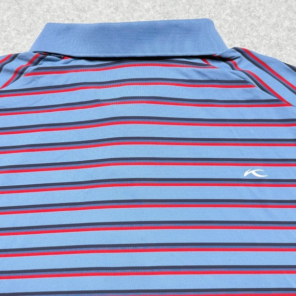 KJUS Polo Shirt Mens XL 54 Blue Stripe Comfort‎ Short Sleeve Performance Golf * - Picture 4 of 11